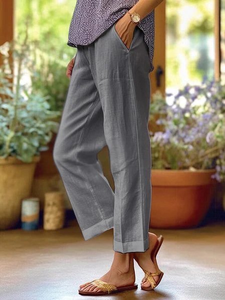 Women's Loose And Simple Solid Color Fashion Casual Pants Straight-leg Trousers - Image 3