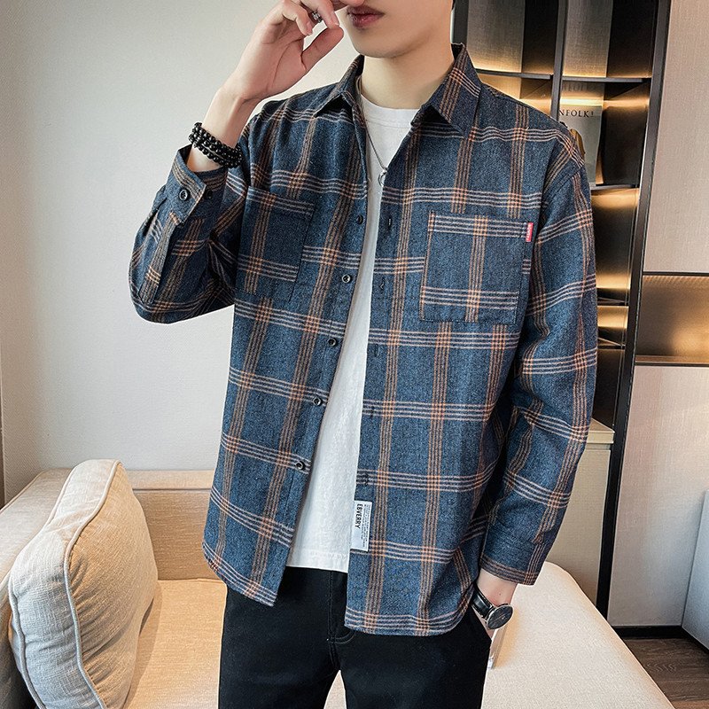 Men's Plaid Long-sleeved Shirt - Image 4