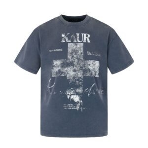 Mottled Cross-printed Washed-and-distressed Trendy Top