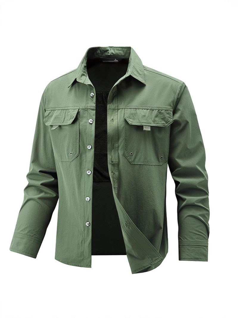 Mens Stretch Quick-Drying Long-Sleeve Shirt - Image 8