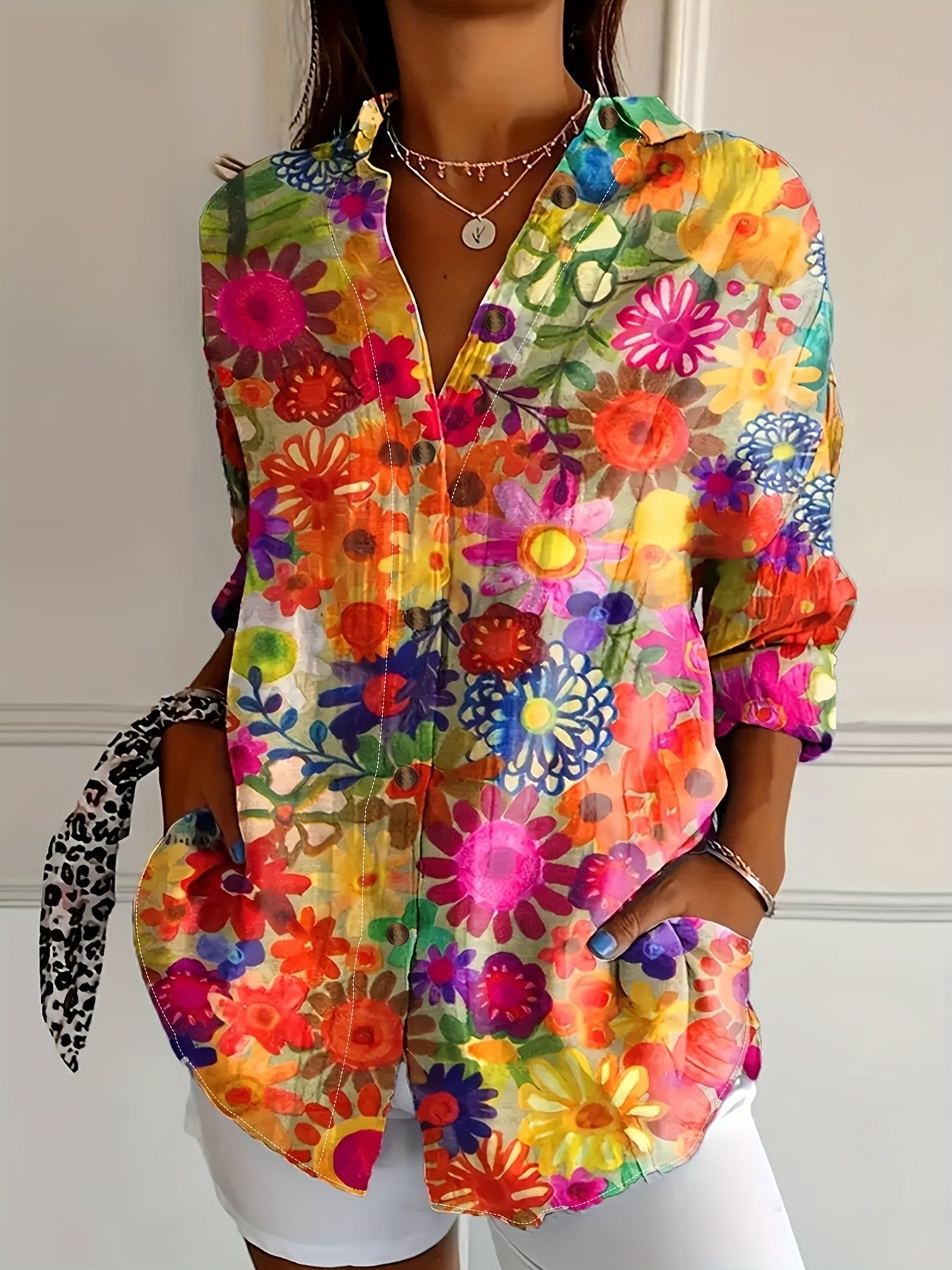 Printed Long-Sleeve Casual Womens Shirt - Image 6