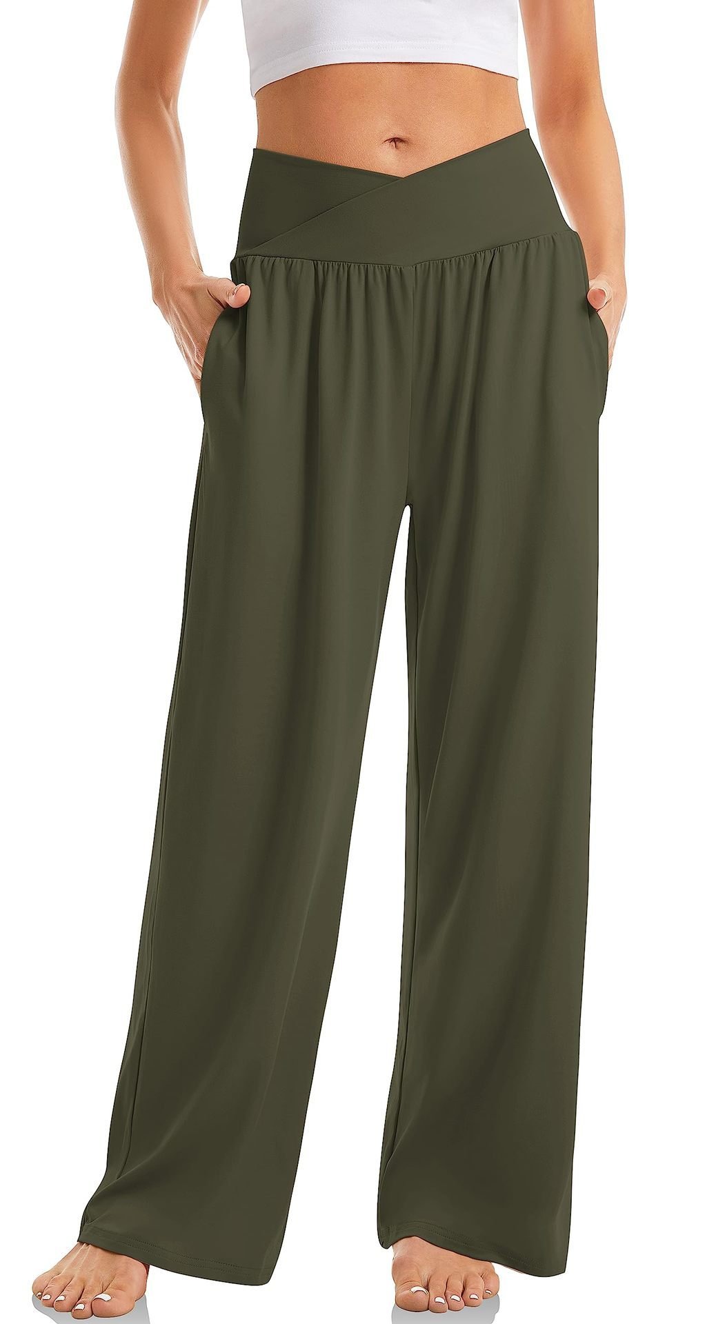 Women's Cross Waist Yoga Pants Loose Trousers Sports Pants - Image 6