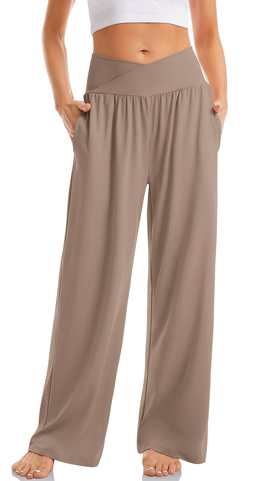 Women's Cross Waist Yoga Pants Loose Trousers Sports Pants - Image 7
