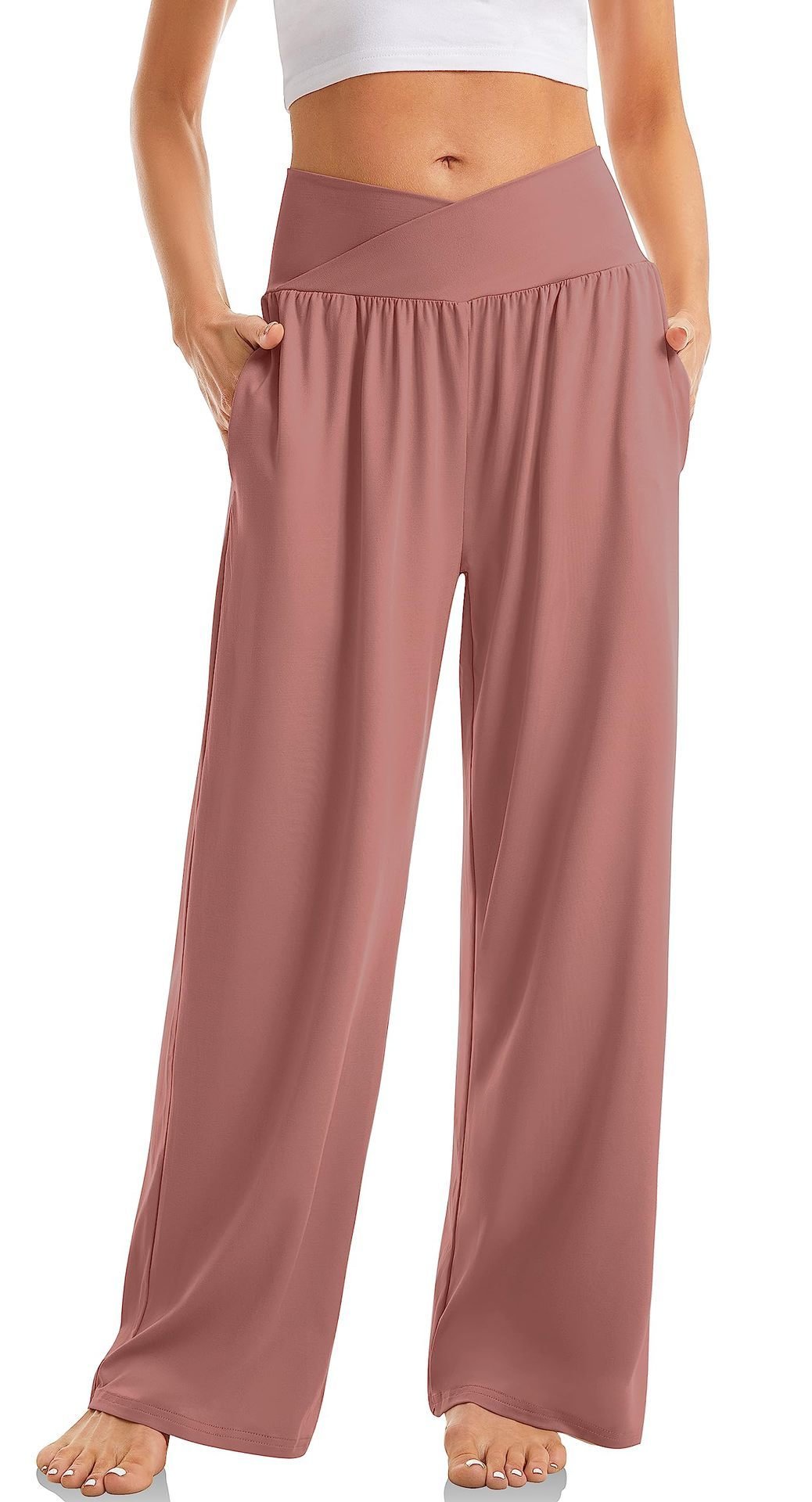 Women's Cross Waist Yoga Pants Loose Trousers Sports Pants - Image 4