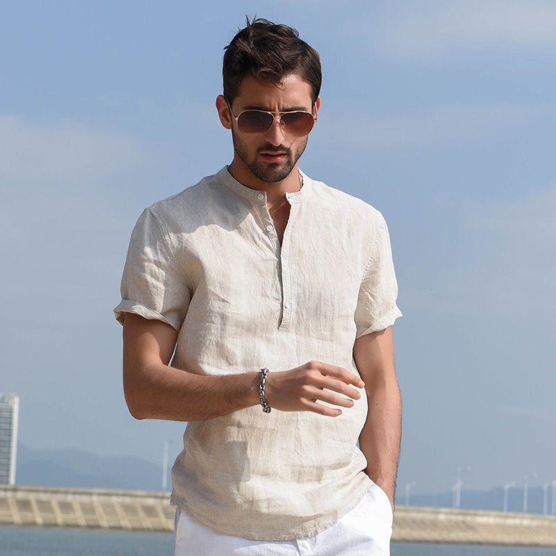 Mens Loose-fit Fashionable Retro-style Shirt - Image 4