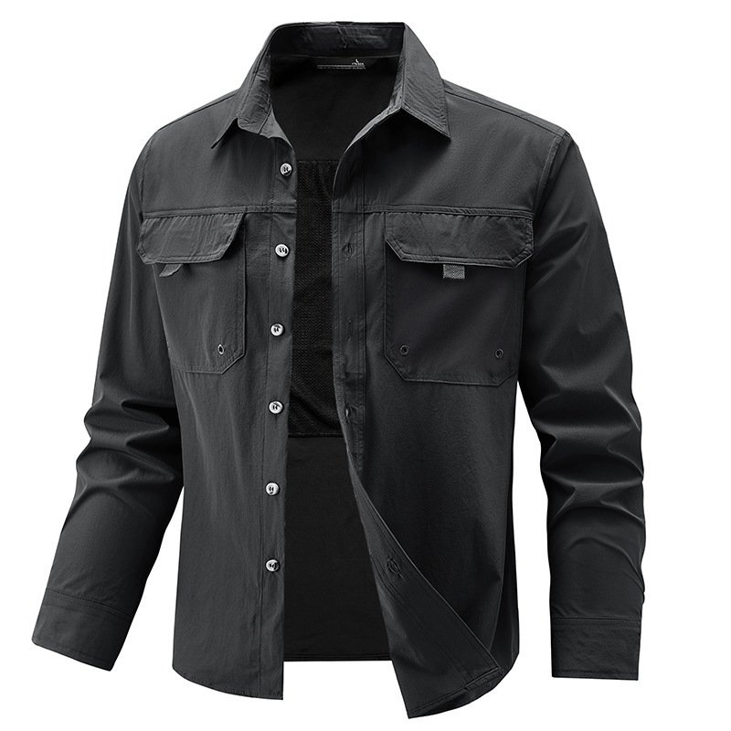 Mens Stretch Quick-Drying Long-Sleeve Shirt - Image 4