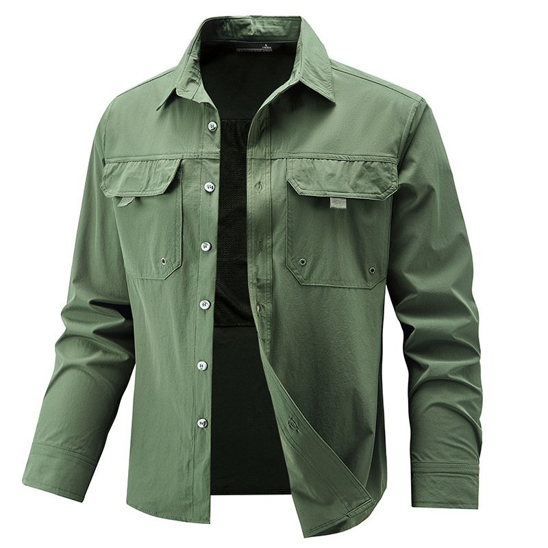Mens Stretch Quick-Drying Long-Sleeve Shirt - Image 9