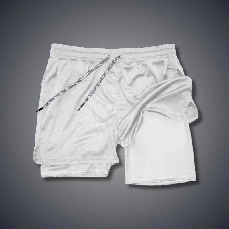 Mens Double-Layer Breathable Casual Shorts With A False Two-Piece Design - Image 9
