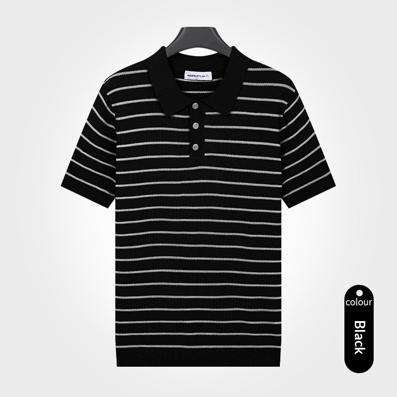 Turn-down Collar T-shirt Mens Viscose Top - Image 7