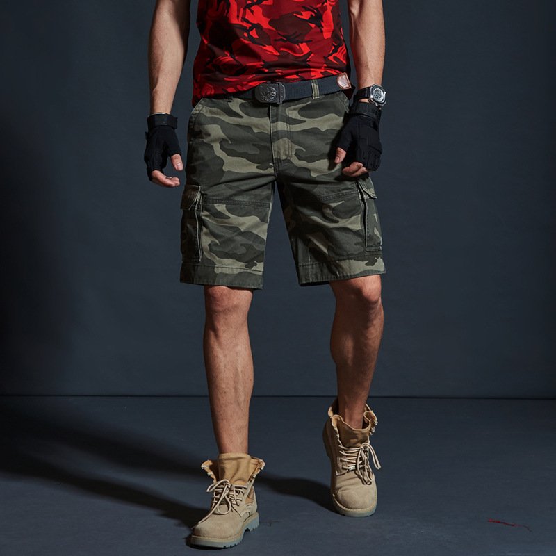 Summer Mid-length Pants Trendy Brand Loose-fit Mens Green Camouflage For Summer - Image 2