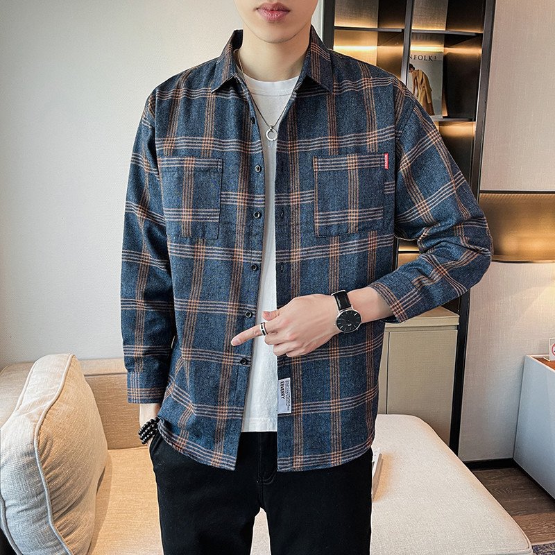 Men's Plaid Long-sleeved Shirt - Image 2