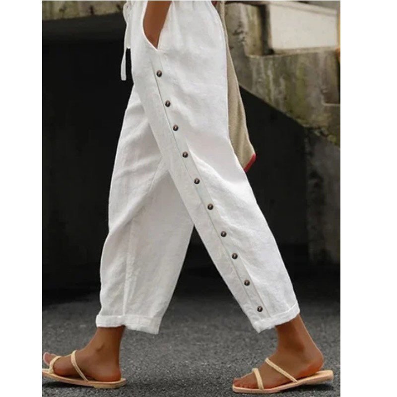Women's Pants Elastic Waist Loose Casual Cropped Trousers - Image 8