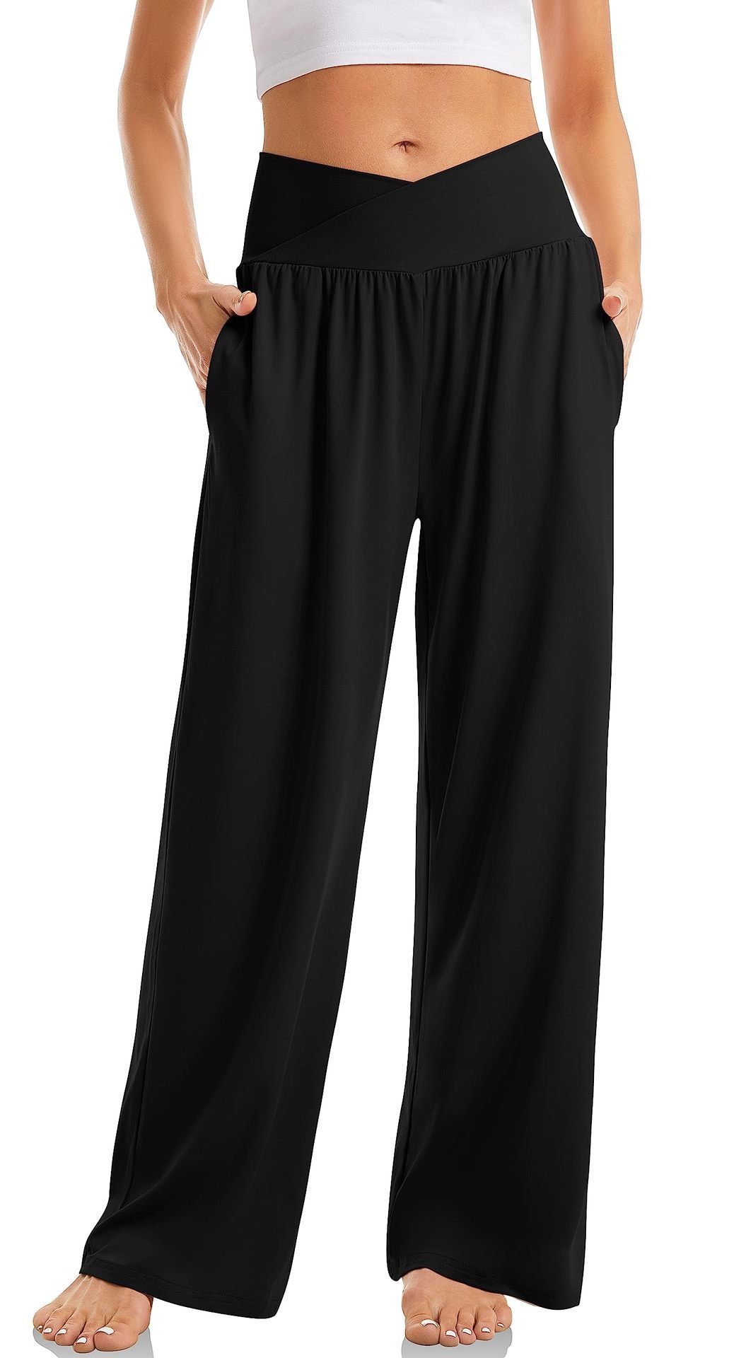 Women's Cross Waist Yoga Pants Loose Trousers Sports Pants - Image 2