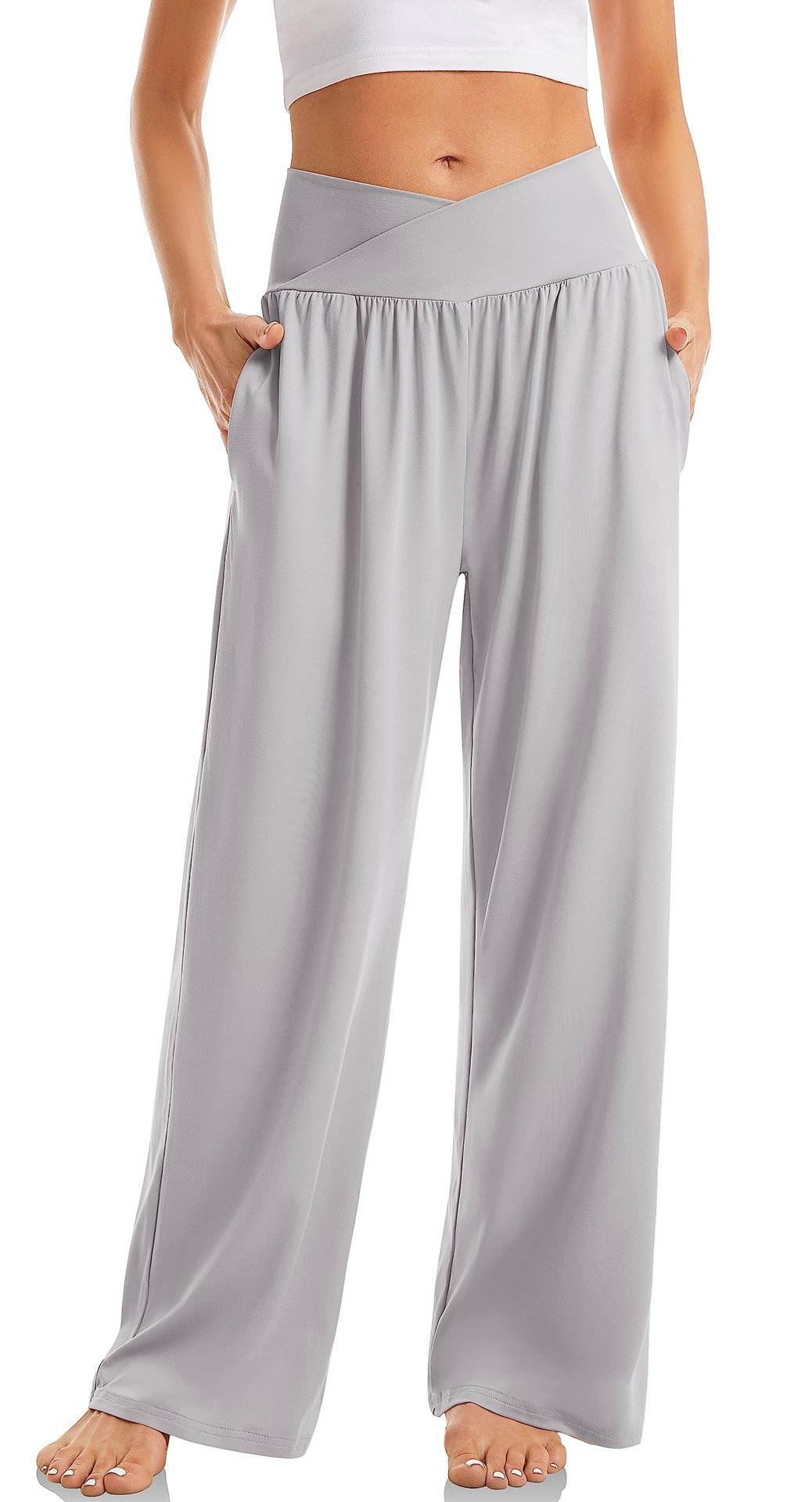 Women's Cross Waist Yoga Pants Loose Trousers Sports Pants - Image 10