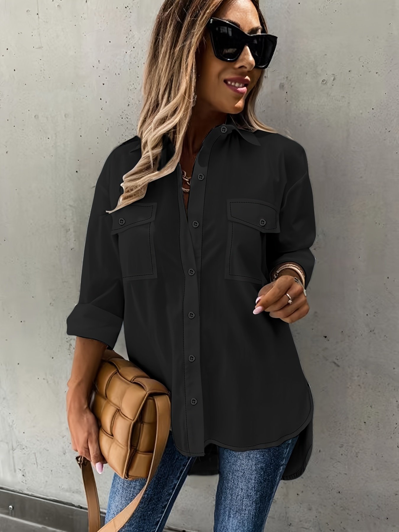 Large Size Two-piece Set Women's Long Sleeve Casual Shirt - Image 4