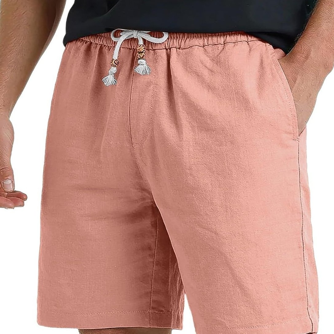 Men's Cotton And Linen Lace-up Plus Size Pocket Casual Shorts - Image 3