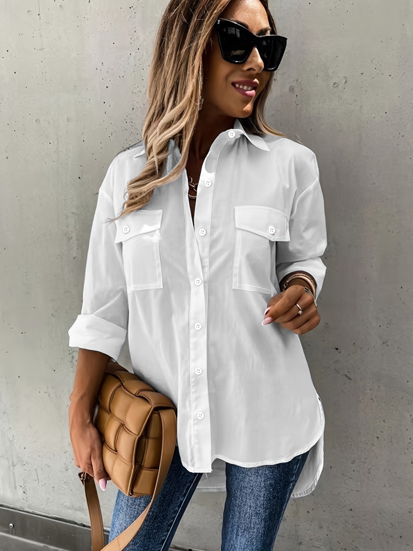 Large Size Two-piece Set Women's Long Sleeve Casual Shirt - Image 5