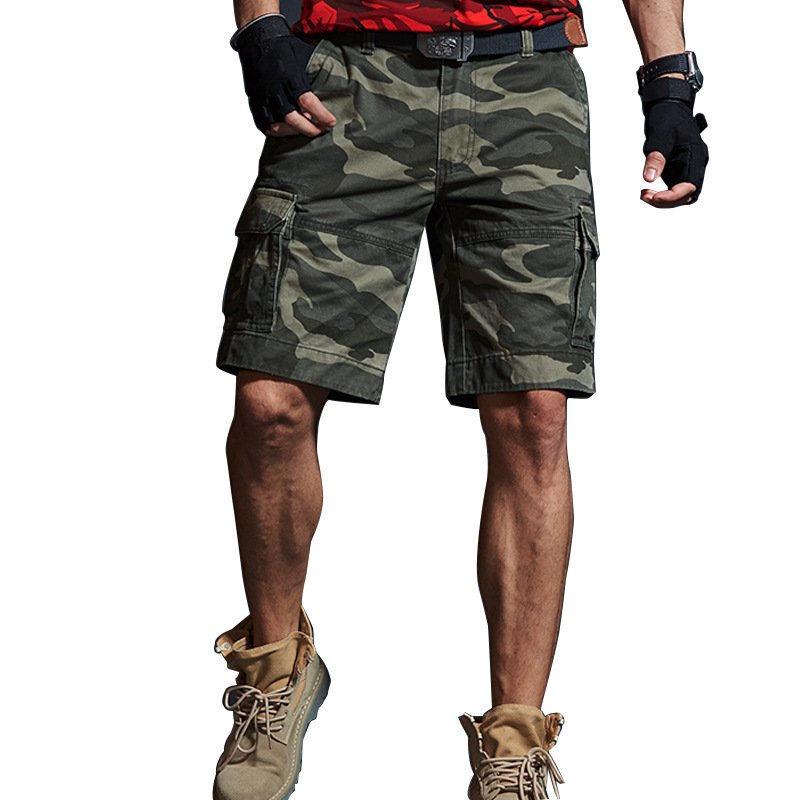 Summer Mid-length Pants Trendy Brand Loose-fit Mens Green Camouflage For Summer - Image 5