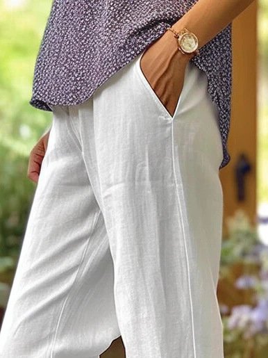 Women's Loose And Simple Solid Color Fashion Casual Pants Straight-leg Trousers - Image 9