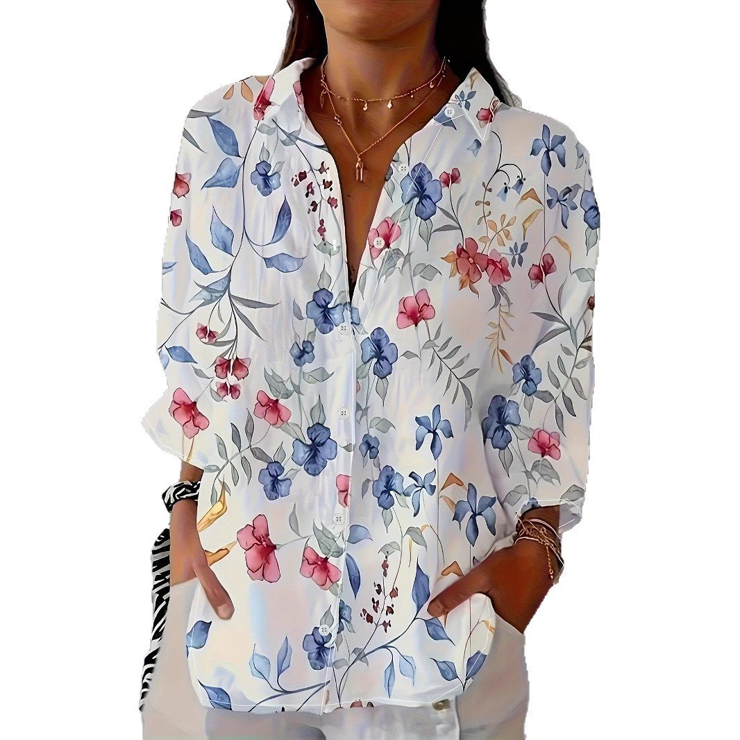 Printed Long-Sleeve Casual Womens Shirt - Image 3