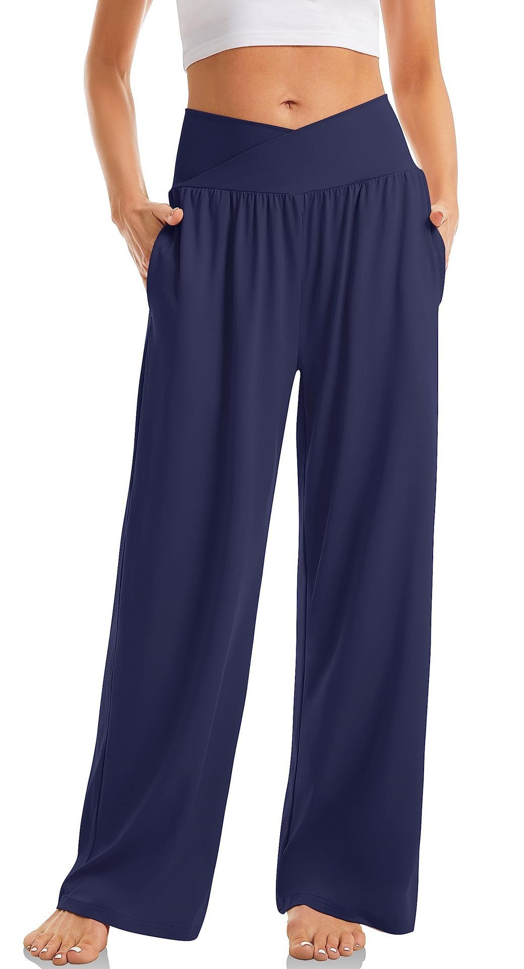 Women's Cross Waist Yoga Pants Loose Trousers Sports Pants - Image 5