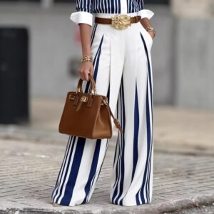 European And American Spring Polyester Fiber Straight-Leg Trousers
