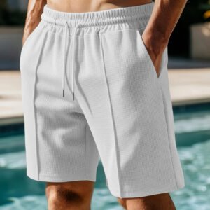 Men's Five-Piece Waffle Pattern American Heavyweight Trendy Versatile Casual Solid Color Sports Shorts