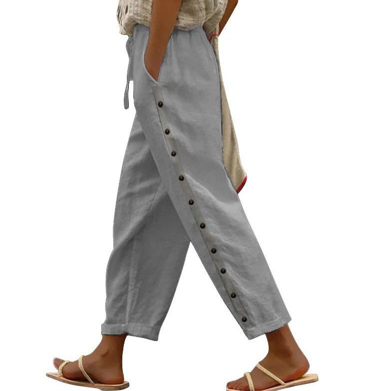 Women's Pants Elastic Waist Loose Casual Cropped Trousers - Image 7