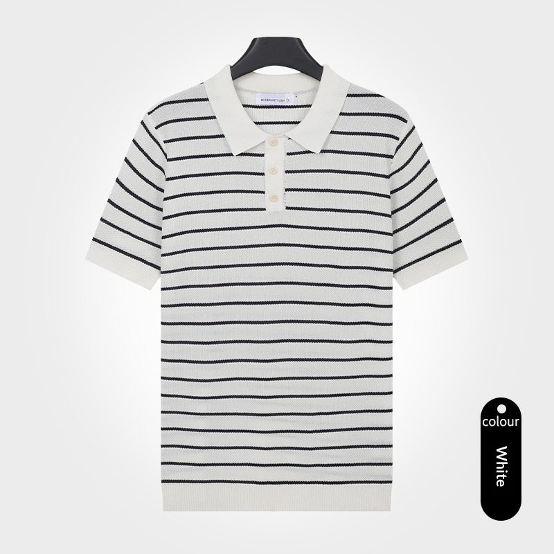 Turn-down Collar T-shirt Mens Viscose Top - Image 10