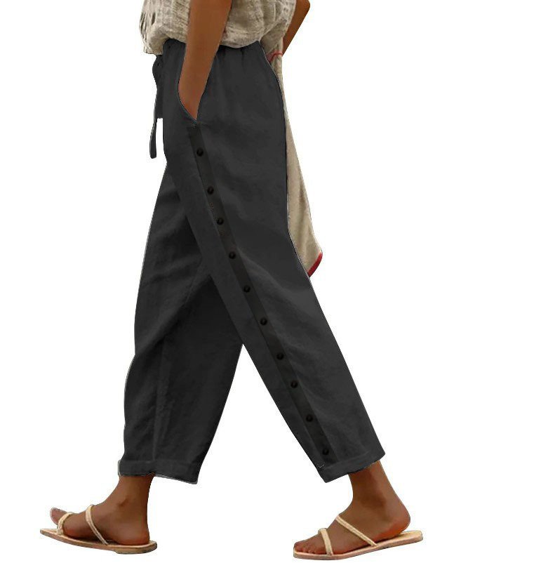 Women's Pants Elastic Waist Loose Casual Cropped Trousers - Image 4