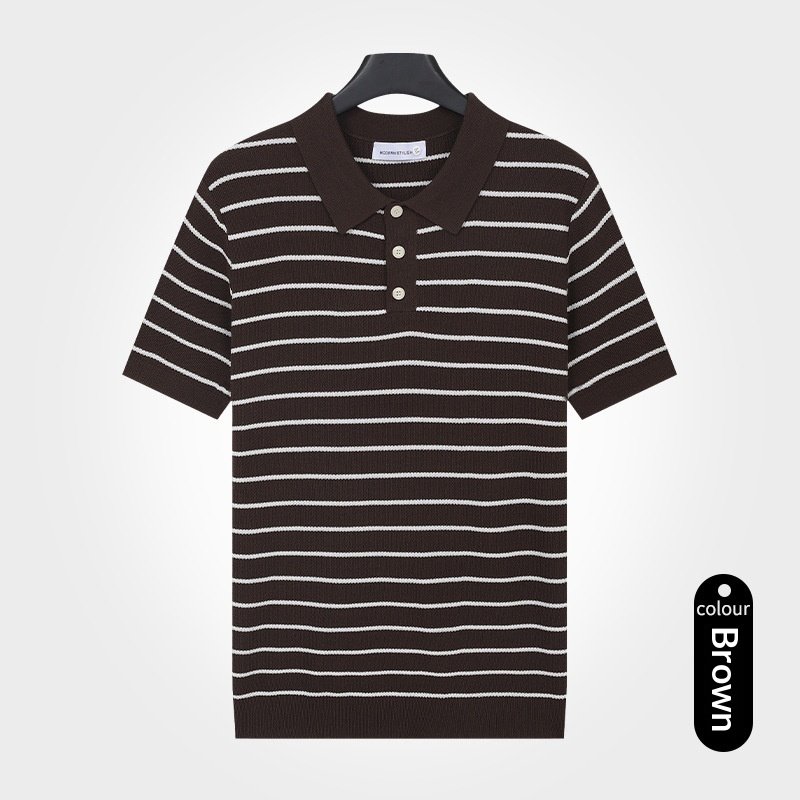 Turn-down Collar T-shirt Mens Viscose Top - Image 4
