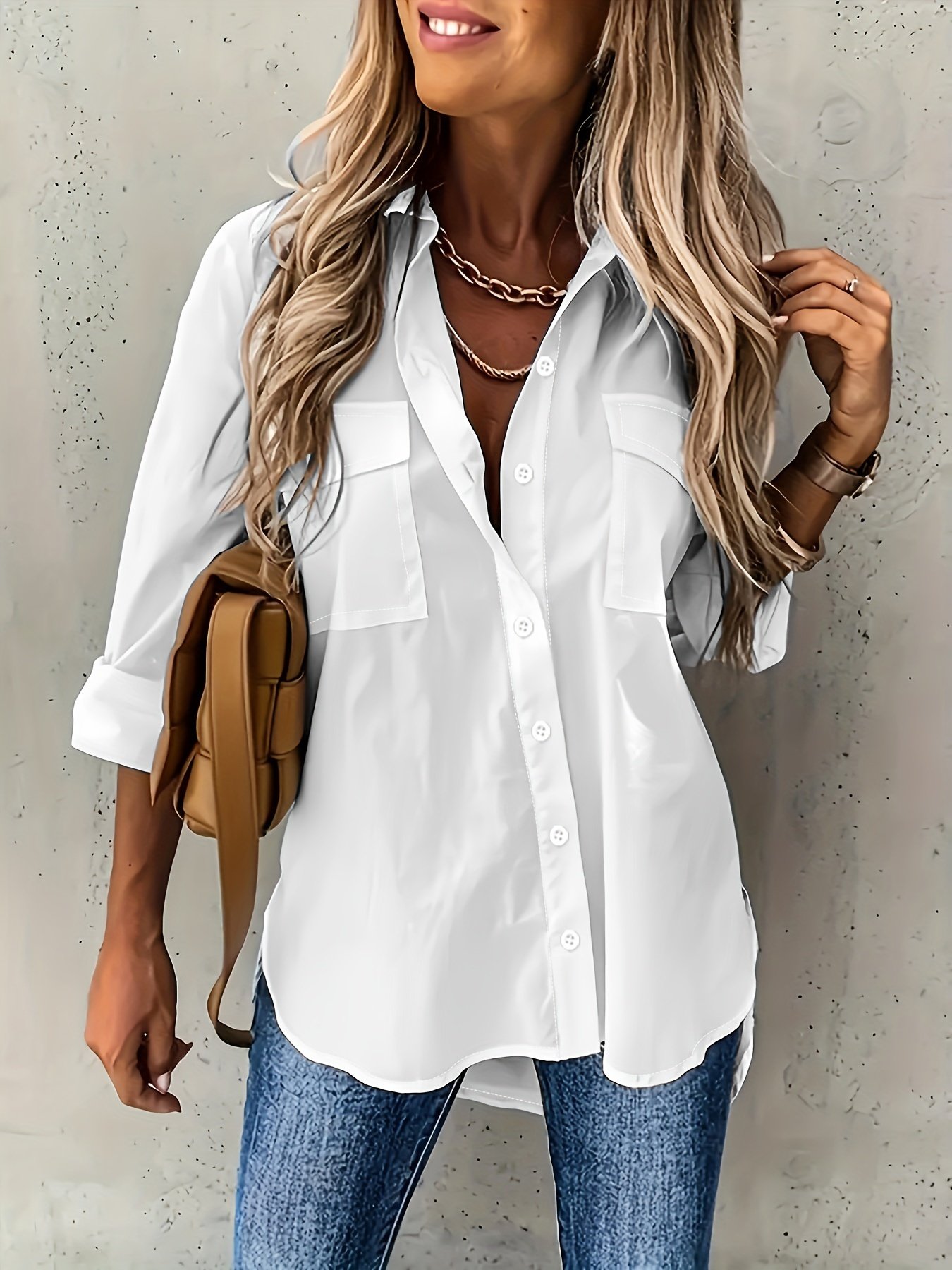 Large Size Two-piece Set Women's Long Sleeve Casual Shirt - Image 10
