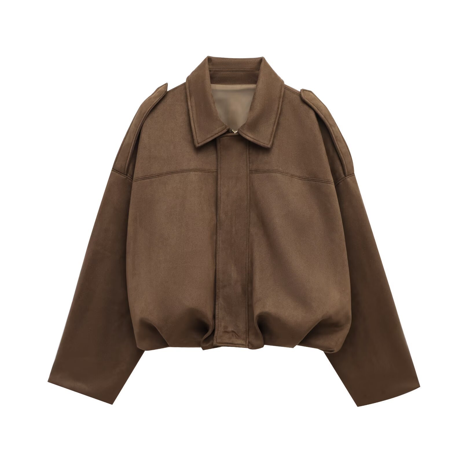 Faux Suede Texture Pilot Jacket - Men's Casual Zip Up Coat with Soft Touch Finish for Daily Wear - Image 2