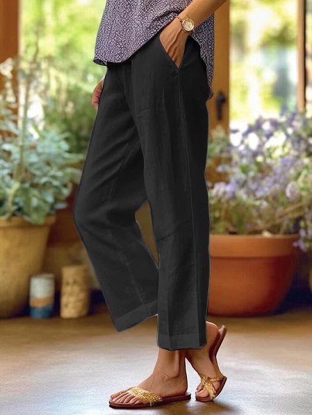 Women's Loose And Simple Solid Color Fashion Casual Pants Straight-leg Trousers - Image 10