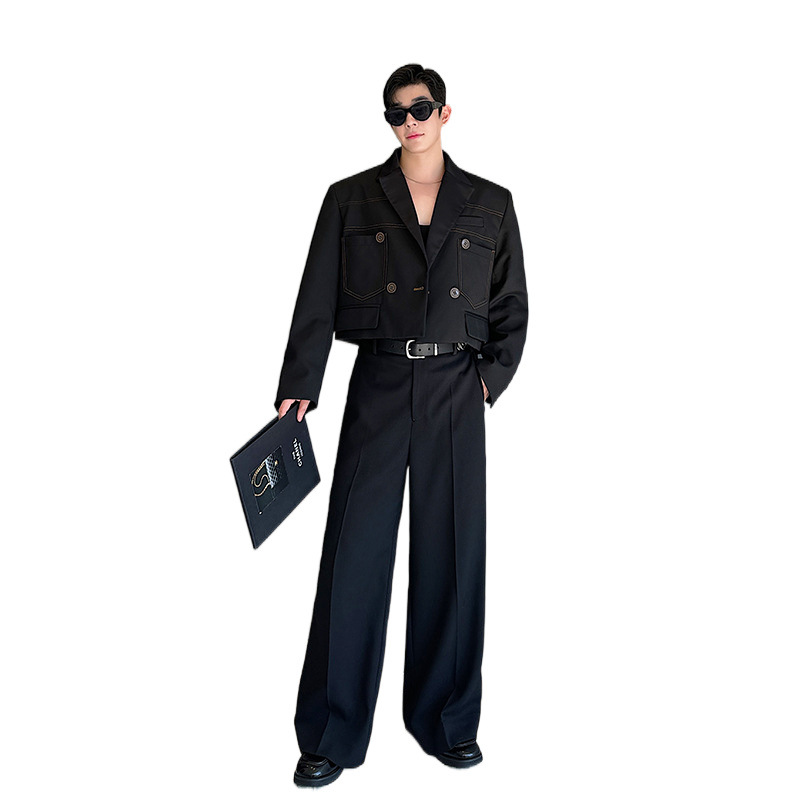Open Line Contrast Color And Versatile Short Suit Coat - Image 6
