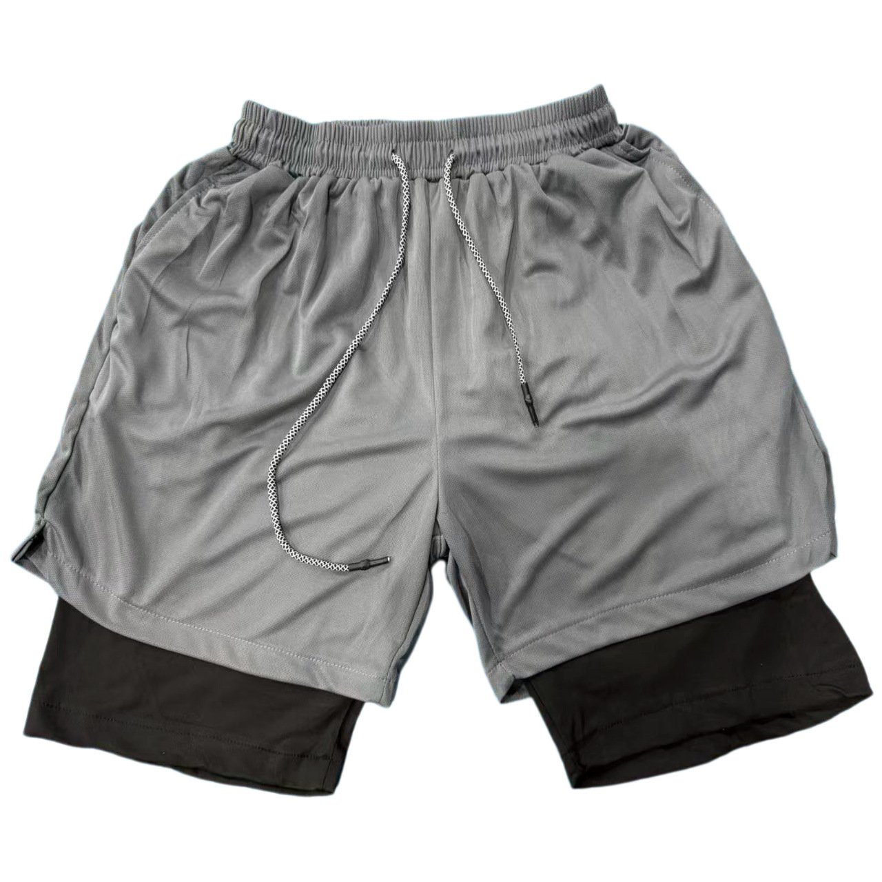 Mens Double-Layer Breathable Casual Shorts With A False Two-Piece Design - Image 5