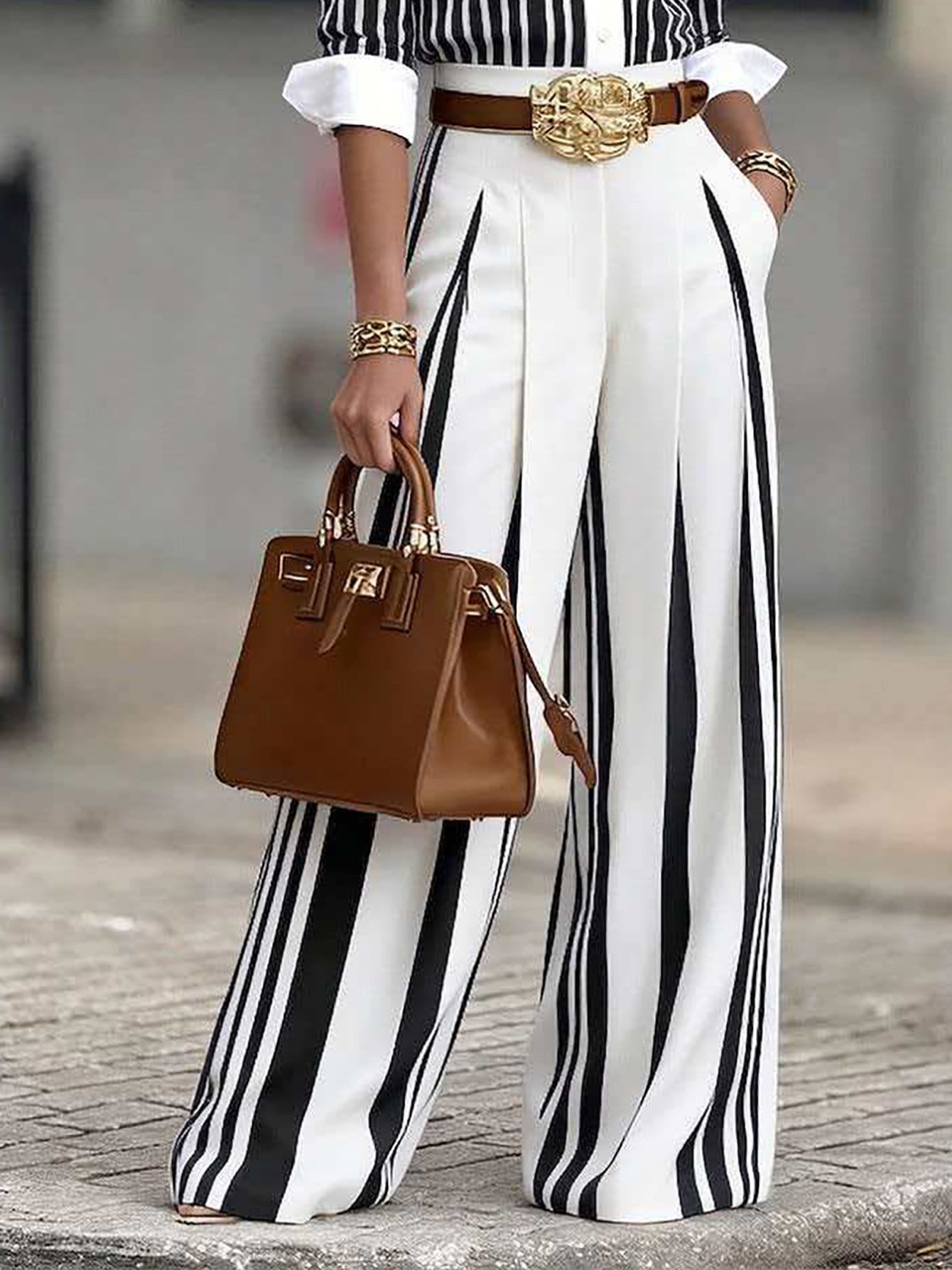 European And American Spring Polyester Fiber Straight-Leg Trousers - Image 4