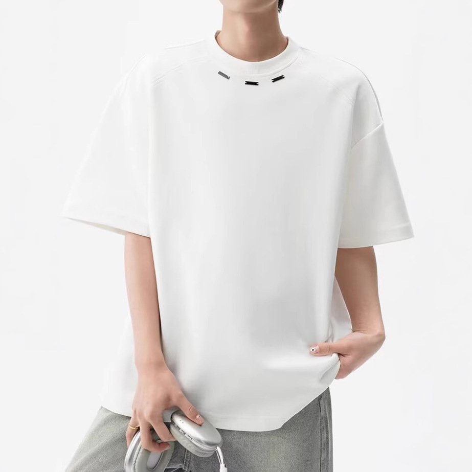 Mens Solid-Color American-Style T-Shirt - Image 2