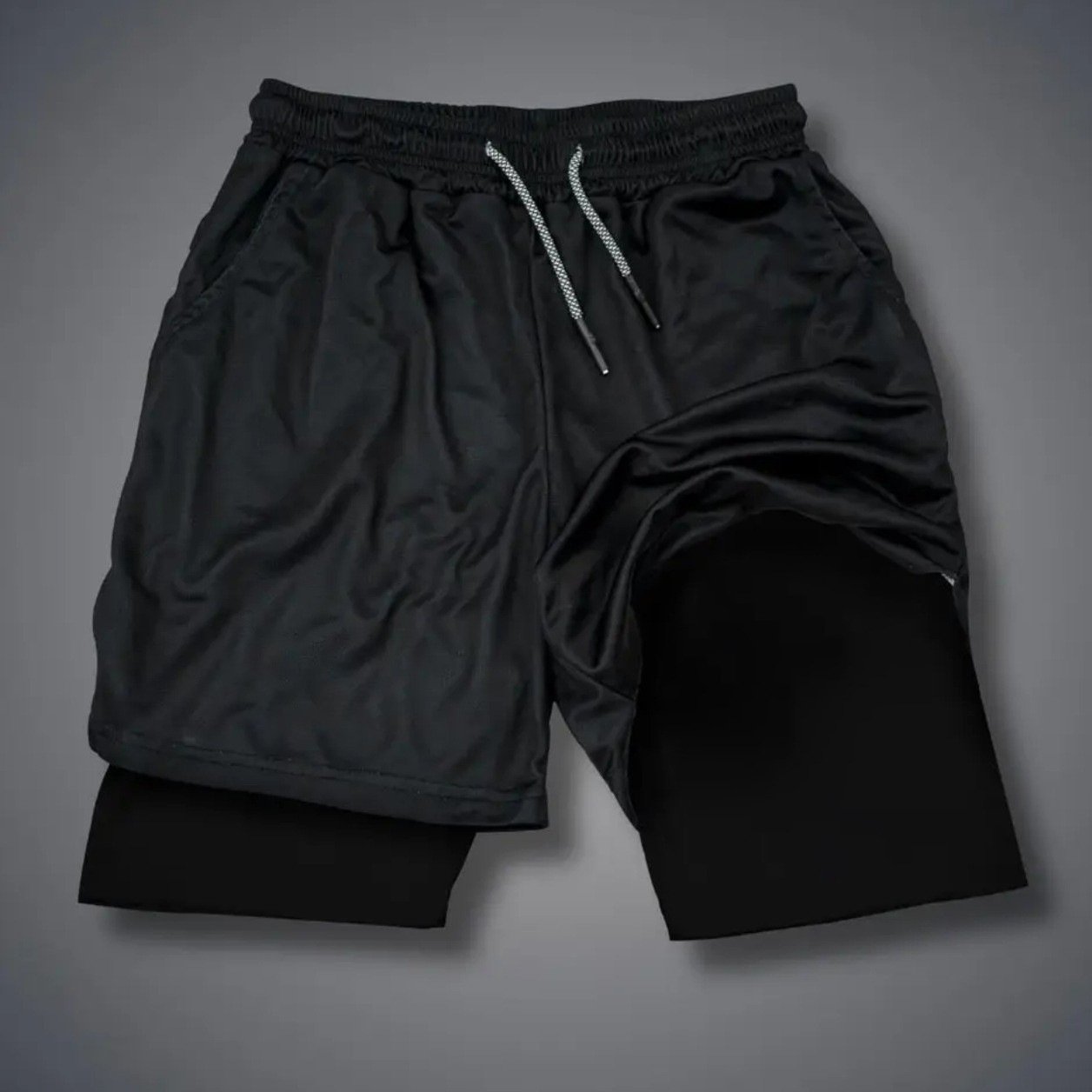 Mens Double-Layer Breathable Casual Shorts With A False Two-Piece Design - Image 7