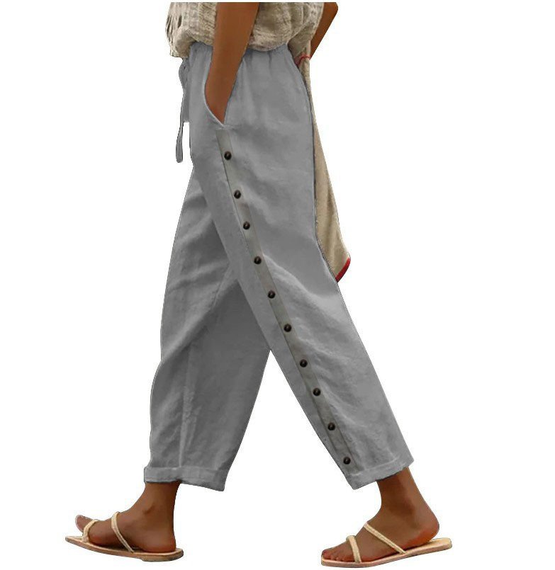 Women's Pants Elastic Waist Loose Casual Cropped Trousers - Image 6