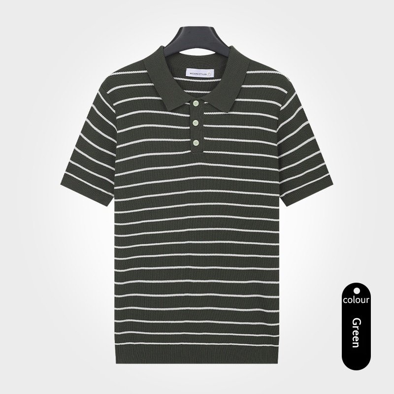 Turn-down Collar T-shirt Mens Viscose Top - Image 5