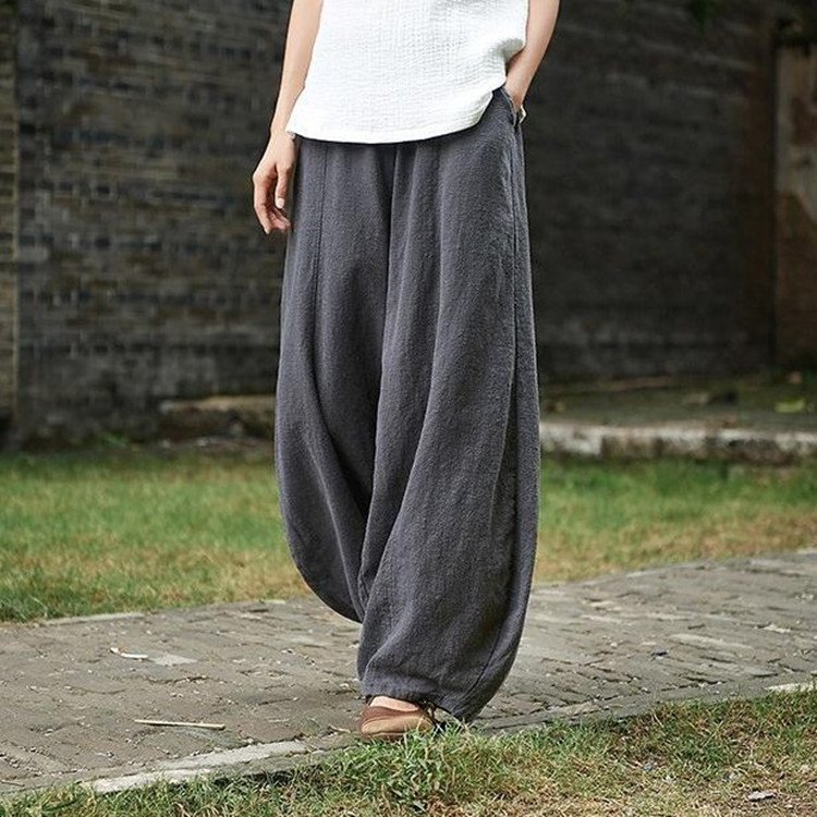 Tight Waist Plus Size Loose Trousers Women Casual Pants - Image 3