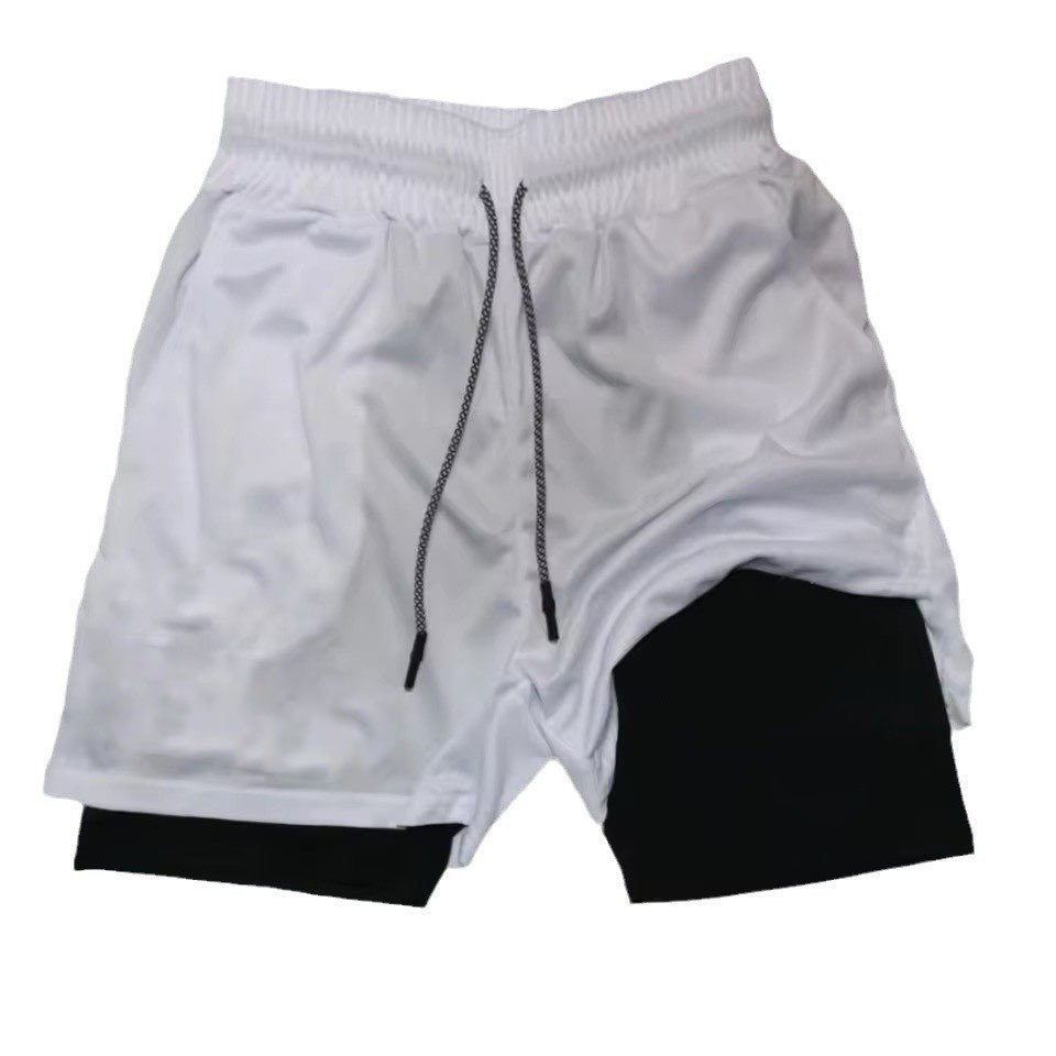 Mens Double-Layer Breathable Casual Shorts With A False Two-Piece Design - Image 6