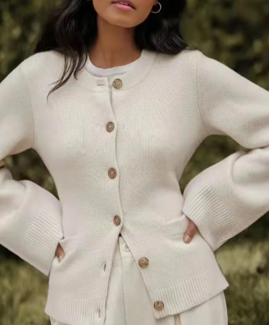 Women's Knitted Cardigan Coat – Relaxed Fit Round-Neck Sweater for Autumn & Winter - Image 13
