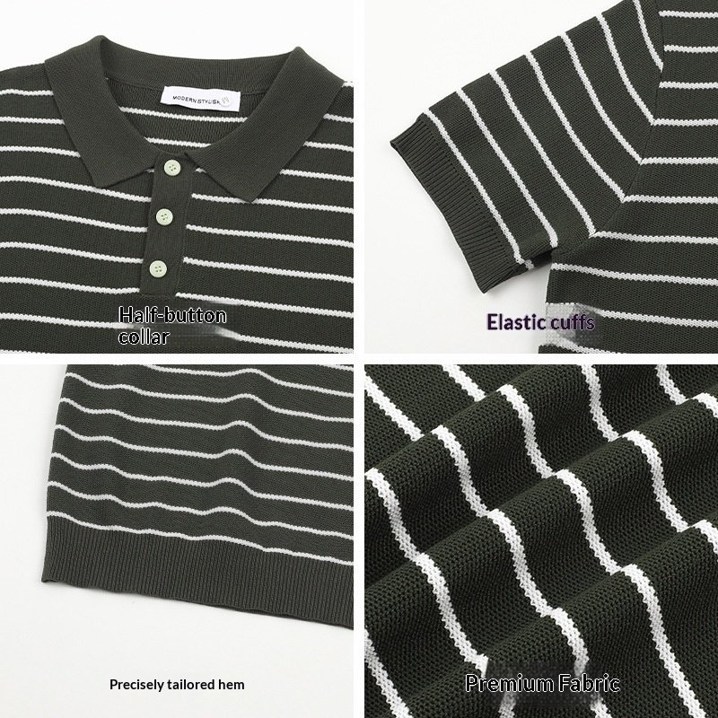 Turn-down Collar T-shirt Mens Viscose Top - Image 8