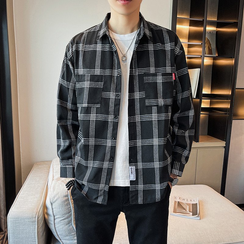 Men's Plaid Long-sleeved Shirt - Image 3