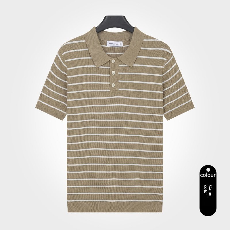Turn-down Collar T-shirt Mens Viscose Top - Image 3