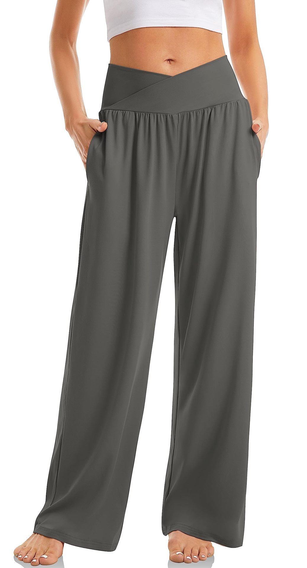 Women's Cross Waist Yoga Pants Loose Trousers Sports Pants - Image 9