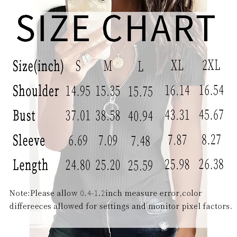 2 Pack Women's Zipper V Neck Short Sleeve Tunic Tops Loose Fit Summer T Shirts Blouse - Image 3